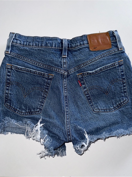 Levi's Pants - Levi's Dark Blue High-Rise Distressed Denim ShortsSKU:002